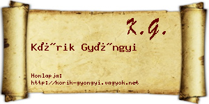 Kórik Gyöngyi névjegykártya